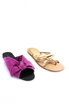 $41.99 • Buy Zara Womens Bow Tie Slides Strappy Toe Ring Sandals Pink Gold Size 6US 7US Lot 2