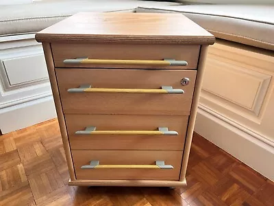 Mobile Under Desk Pedestal 4 Drawer Oak • £14.95