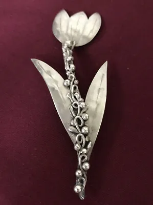 Vintage Sterling Silver Mary Gage Modernist Pin/Brooch Tulip Flower 3” • $200