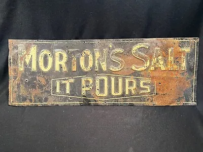 Antique Original Morton Salt Tin Sign • $475