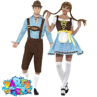 £33.99 • Buy Mens Ladies Oktoberfest Costume Bavarian Lederhosen Fancy Dress Couples Outfit