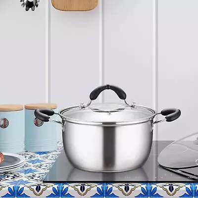 Stainless Steel Stockpot With Glass Lid Soup Pot Deep Canning Pot Cooking Pot • $59.44