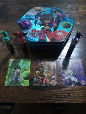 $10.99 • Buy Bakugan Battle Brawlers Tin Case, Metallic, Chapstick, Stickers