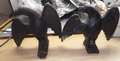 Pair Of Ornate Antique Cast Iron Heavy Eagle Snow Birds Figurine Finials #2 • $59.99