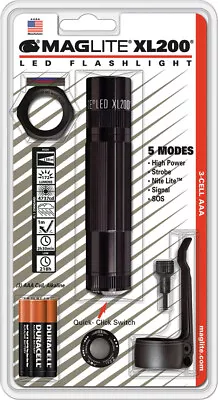 MagLite XL-200 Series Tac Pac 5 Signal Modes Black Aluminum LED Flashlight 66372 • $71.84