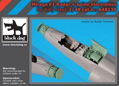A48139 Mirage F1 Radar+spine Electronic (for KITTY HAWK) BLACK DOG SCALE 1:48 • £23.89