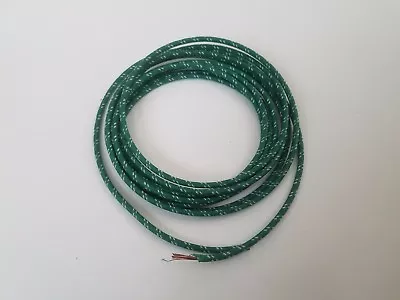 10 Feet Vintage Braided Cloth Covered Primary Wire  18 Ga Gauge Green W/ White • $5.28