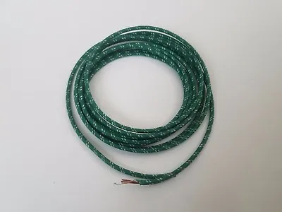 5 Feet Vintage Braided Cloth Covered Primary Wire  18 Ga Gauge Green W/ White • $2.99