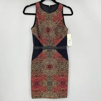 Nicole Miller Dress Size 0 Shift Multicolor Herringbone Stretch Artelier NEW NWT • $20.24