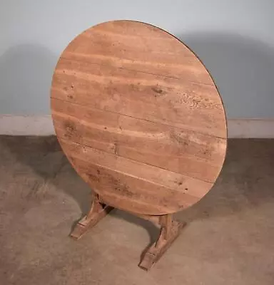 Large Antique French Solid Oak Rustic Wood Wine Tasting Table With Tilt Top • $1475