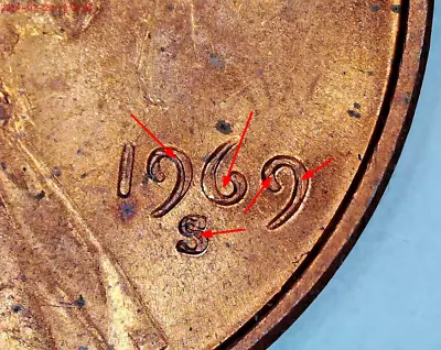 { 1969-S Lincoln Cent DDO Double Die Date Error This Coin Is Unc.  # 12 • $41.95