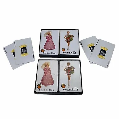 Vintage 1970's 2 Pack Count On Katy Playing Cards 100 Years MKT Railroad W/ Case • $44.99