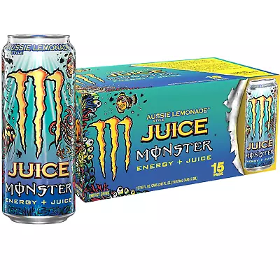 Monster Energy Juice Aussie Style Lemonade Energy + Juice 16 Oz Pack Of 15 • $36.55