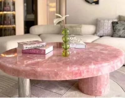 Rose Quartz Coffee Table Luxury Furniture Centerpiece Countertop Desk Home Decor • $315