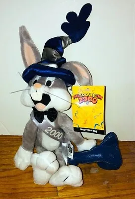 Vintage Warner Brothers Store Bugs Bunny New Years Eve 2000 Bean Bag Plush NWT • $68.53