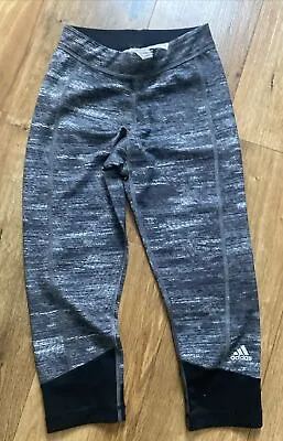 Climalite Xs Size 4-6 Adidas Sports 3/4 Leggings  Grey  BN-tags Fits Age 10-12 • £10