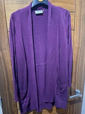 Wallis Berry/Purple/Edge To Edge/ Long Line Cardigan With Pockets Size M/14-16 • £4