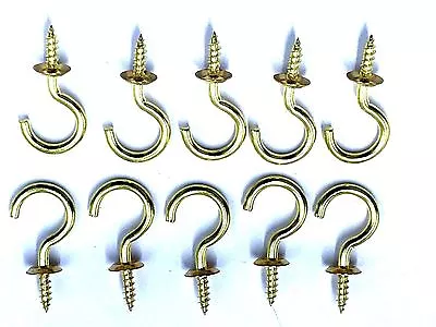 NATIONAL HARDWARE - 1  Cup Hook In Solid Polished Brass 10 PACK - Model N199-677 • $9.99