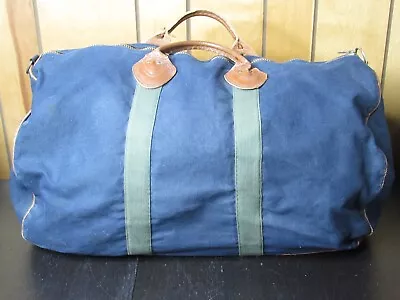 Vintage LL Bean Canvas Duffel Bag Blue  No Strap 90s 80 • $59.99