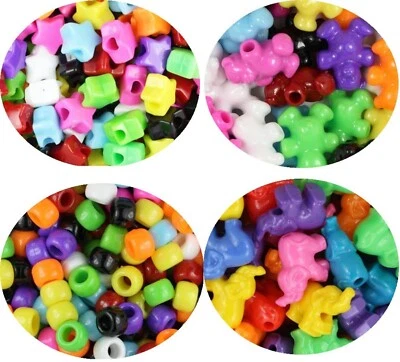 £2.70 • Buy Pony Beads Teddy Bears Hearts Stars Butterflies And  Elephanta For Dummy Clips