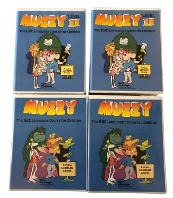 Muzzy Level 1 Level II Lot German Video VHS Language Learning Course Tape & Book • $40
