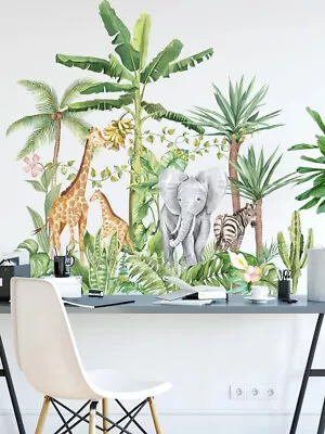 £9.90 • Buy Jungle Animals Wall Decal Vinyl Sticker Kids Room Wall Stickers