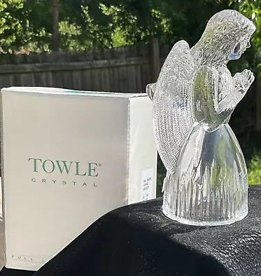 Vintage Towle Full Lead Crystal Praying Angel Taper 5.5” Candle Holder • $32.98