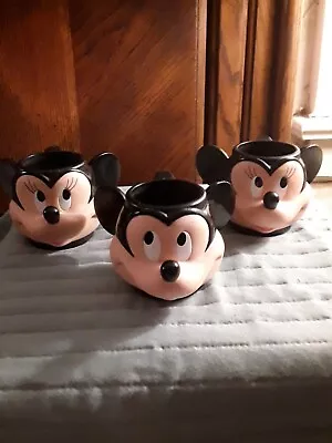 1 Mickey. 2 Minnie  Mouse Plastic Figural Mugs By Applause • $35