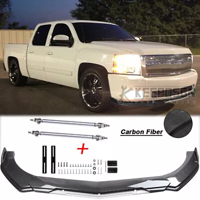 CARBON White Front Bumper Lip Splitter Body Kit Parts For Chevy Silverado 1500 • $99.97