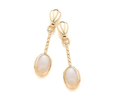 9ct Gold Opal Drop Stud Earrings - Natural Stones - UK Made • £34.95