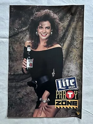 Vtg MILLER LITE Beer Sexy Hot Babe Model Party Zone Poster Man Cave Brew Bar • $20