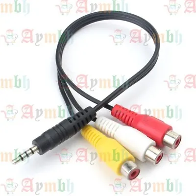 3.5mm Mini AV Male To 3RCA Female Audio Video Cable Stereo Jack Adapter Cord UK • £3.95