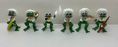 Frog Mariachi Band Colored With White Uniform Hand Blown Glass (Set Of 6) • $25.33