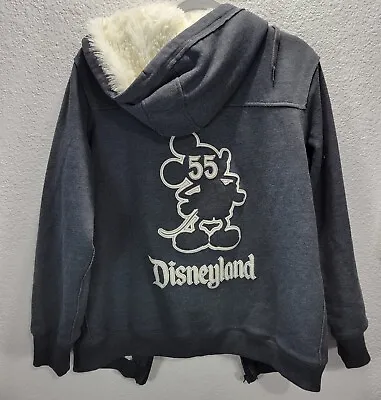 Disney Mickey Mouse 55th Anniversary Fuzzy Lined Hoodie Jacket Size XL Grey • $30.59