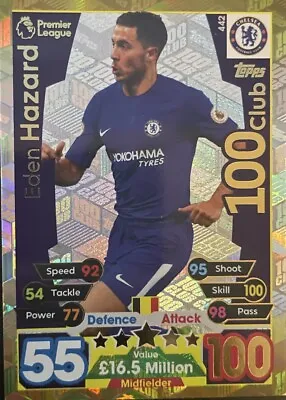 Eden Hazard 100 CLUB Match Attax 2017-2018 Premier League 17/18 CHELSEA Topps • £1.75