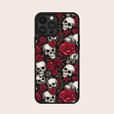 Gothic Skull Skeleton Pattern Rose Phone Case Cover For Iphone Samsung Huawei • £7.99