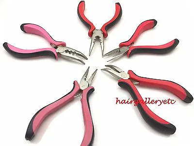 Micro Ring Beads Hair Extension Pliers Loop Hook Curved Nose Tool Kit For I Tip • $9.95