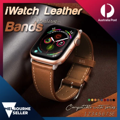 $11.95 • Buy Genuine Leather Strap IWatch Band For Apple Watch Series 8 7 6 5 4 3  SE 40mm 44