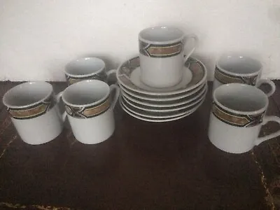 Espresso Coffee  Porcelain Cups Set Of 6 + 6 Saucers • £10