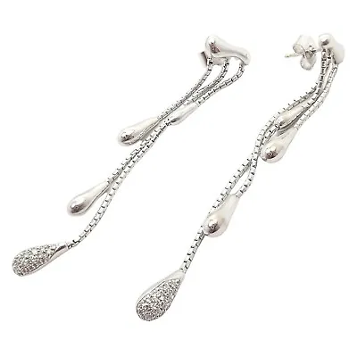 Rare Authentic H. Stern 18k White Gold Diamond Teardrop Long Dangle Earrings • $4000