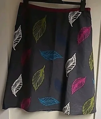 Ladies Laura Ashley Grey Multi Leaf Skirt Size Uk 14. Vgc. • £7.50
