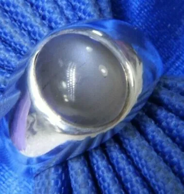 Sillimanite Cat's Eye Vintage 1/2  Men's 0.925 STERLING SILVER Band Ring Size 10 • $209.15