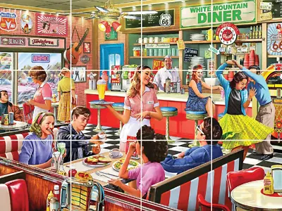 Vintage American Diner 50's 60's Dancing Food Fun Ceramic Mural Backsplash • $94
