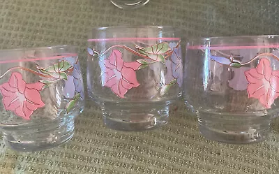 Sango Primavera Morning Glories Set Of 3  Juice   Old Fashioned Glasses • $22.23