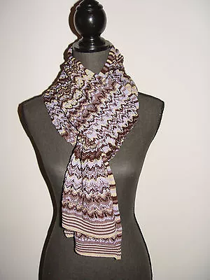 NEW Missoni Chevron Wool Scarf  88  X 10  Multi Purple Color • $99.99