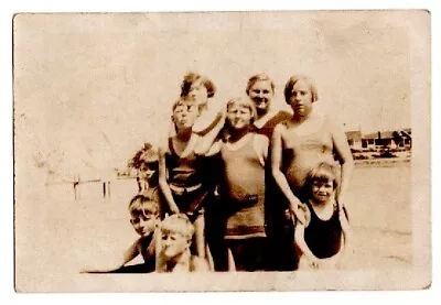 Sideshow Fat Obese People Enjoying Beach Day Taboo Americana 1910s Vintage Photo • $13.49