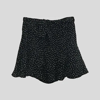 Zara Skort Womens Sz S Black White Polka Dot Mini Skirt Tie Front Short Flared • $14.60
