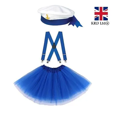 SAILOR FANCY DRESS COSTUME Retro Navy Outfit Kids Ladies Sea Hen Party Dress UK • £13.42