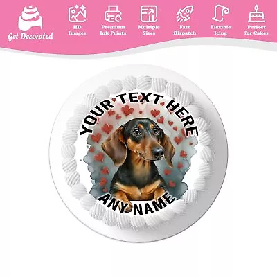 Dachshund Sausage Dog Personalised Cake Icing Topper Edible Cupcake Decoration • £3.99