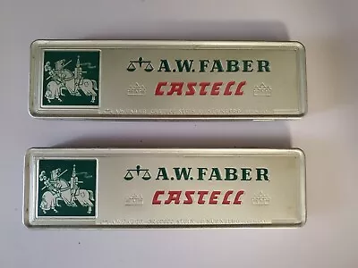 TWO A.W. Garner Castell Lead Drafting Drawing Pencil Tin Box Germany Vintage 🔥  • $12